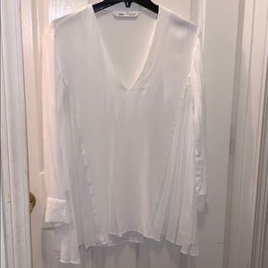 Zara white blouse with pleated side detail